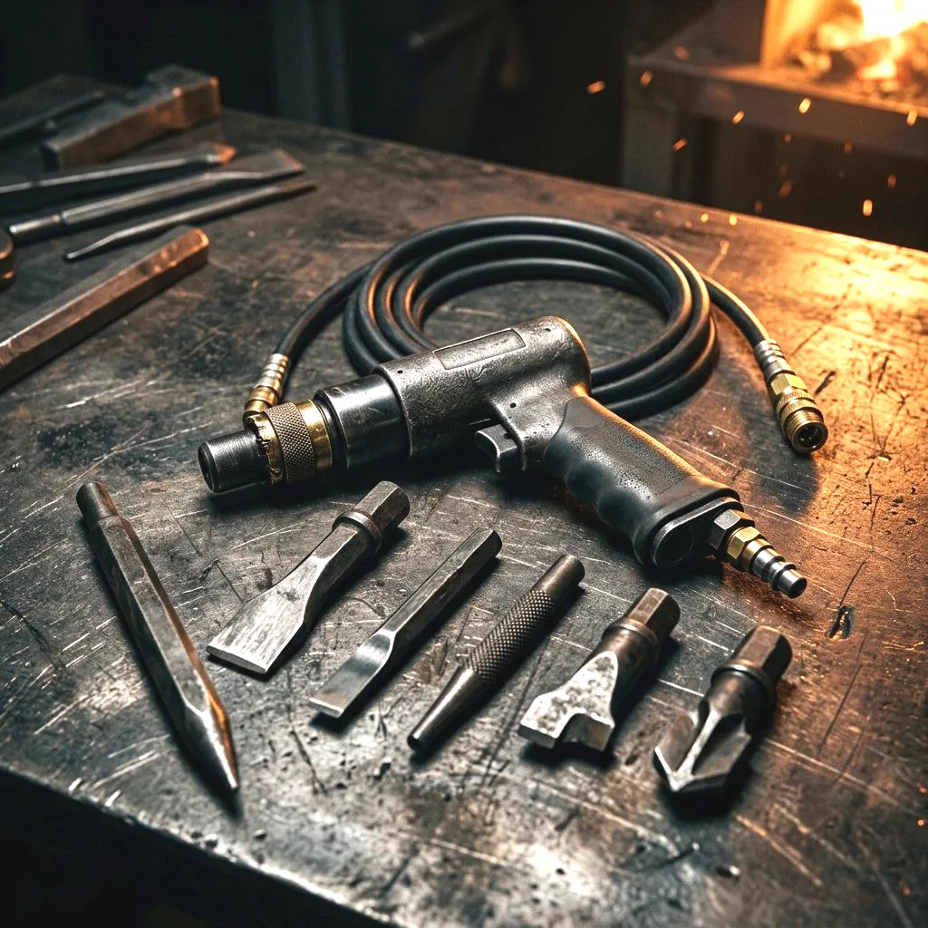 AJAX pneumatic air hammer rescue kit with chisels and hoses