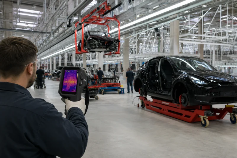 Thermal camera inspection on an automotive production line